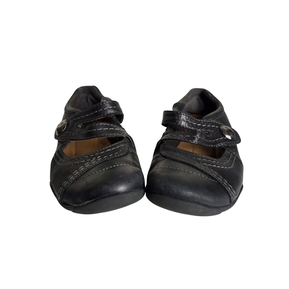 Clark's Artisan Women's Black Leather Mary Jane Flats Strap Shoes Size 6 M